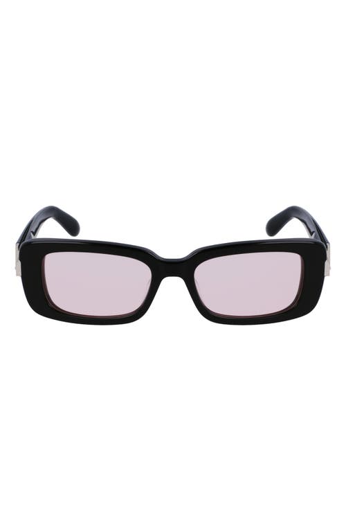 FERRAGAMO Gancini Evolution 52mm Rectangular Sunglasses in Black/Pink at Nordstrom