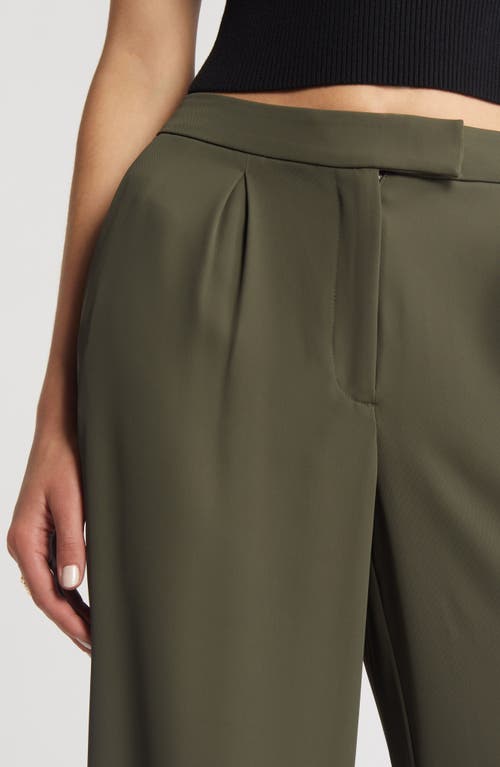 Shop Open Edit Pleated Wide Leg Pants In Green City