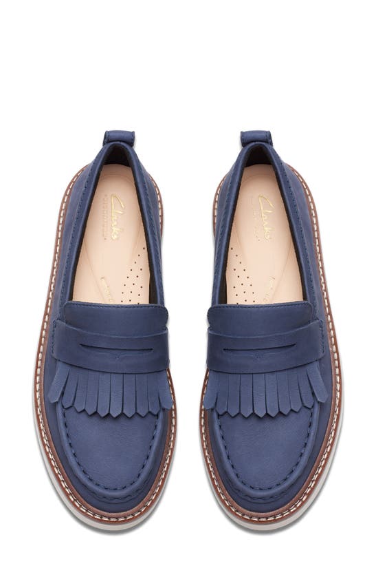 Shop Clarks (r) Orianna Platform Penny Loafer In Navy Nubuck