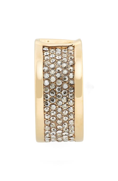 Shop Valentino Garavani Vlogo Cutout Crystal Embellished Ring In Mh5 Oro 18/crystal