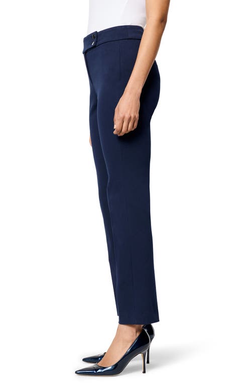 Nic + Zoe Copley Straight Cotton Bi-stretch Extended Tab Dress Pant In Dark Indigo In Dark Indigo