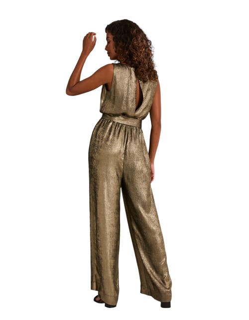 Shop Fatface Gisele Metallic Jumpsuit In Antique Gold