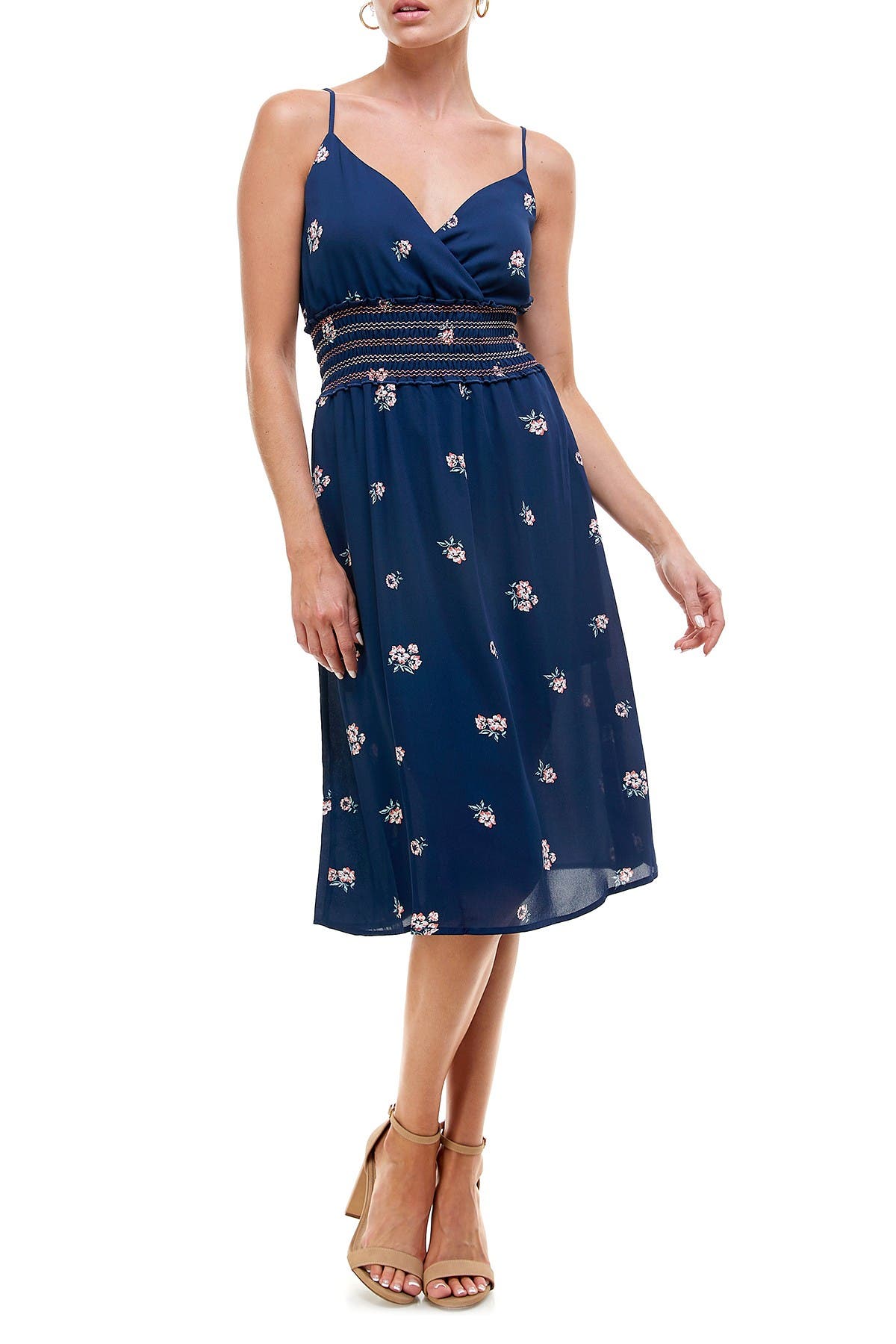 smocked waist midi dress