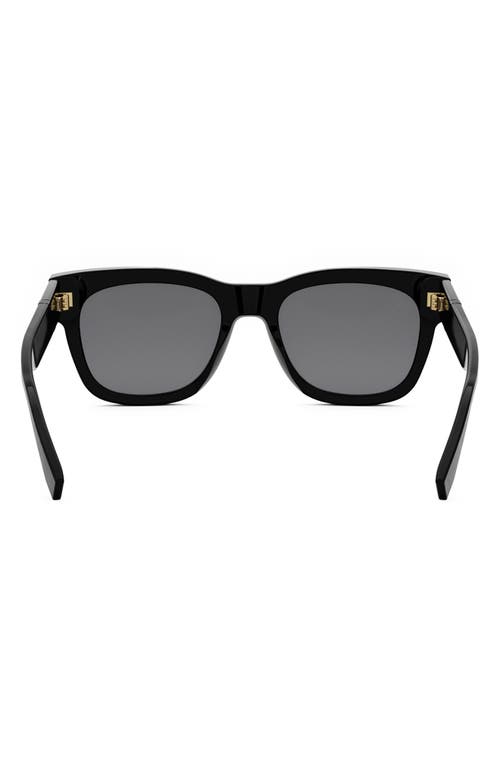 Shop Fendi ' Diagonal 51mm Square Sunglasses In Shiny Black/smoke