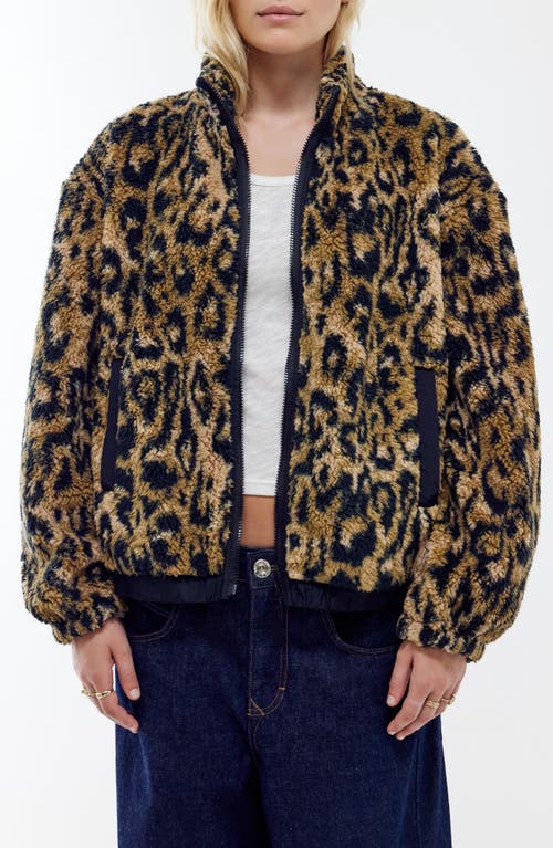 Shop Bdg Urban Outfitters Print Fleece Boxy Jacket In Leopard