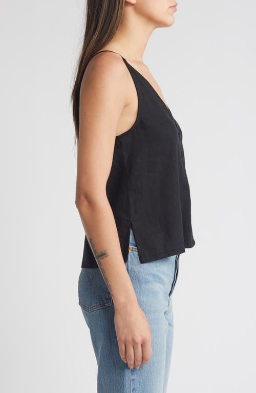 Shop Treasure & Bond Button-up Linen Blend Camisole In Black