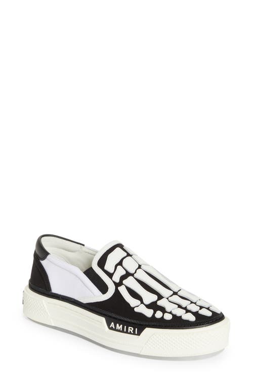 AMIRI Skeleton Slip-On Sneaker in White /Black-Calf Leather