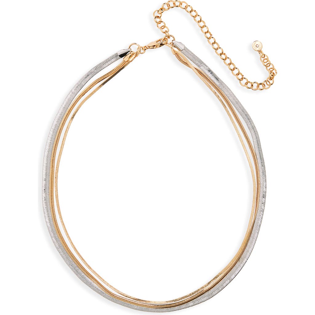 Ettika Layered Herringbone Chain Pendant Necklace In Gold