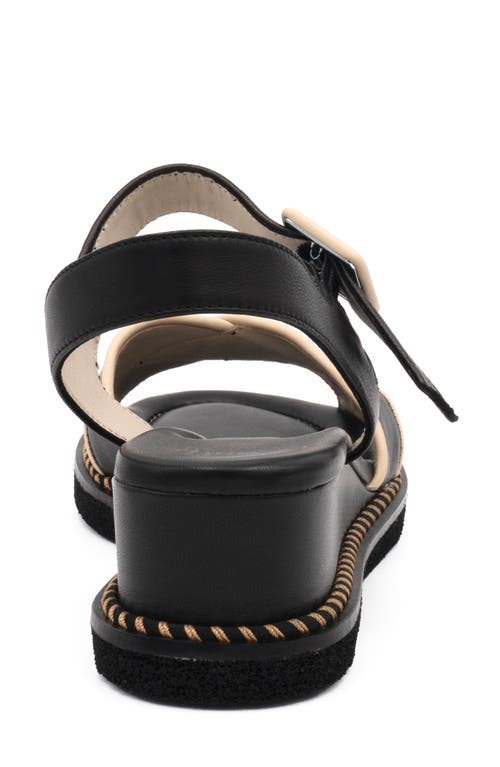 Amalfi By Rangoni Montecarlo Wedge Sandal In Black/sand Parma Combo