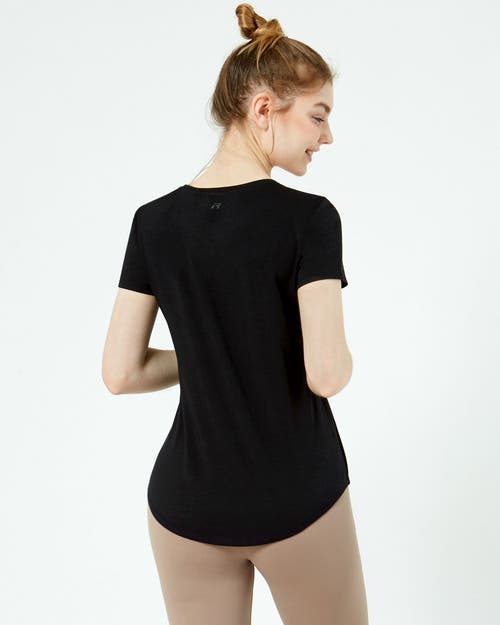 Shop Rebody Active Rebody Essentials Scooped Short Sleeve Top In Black