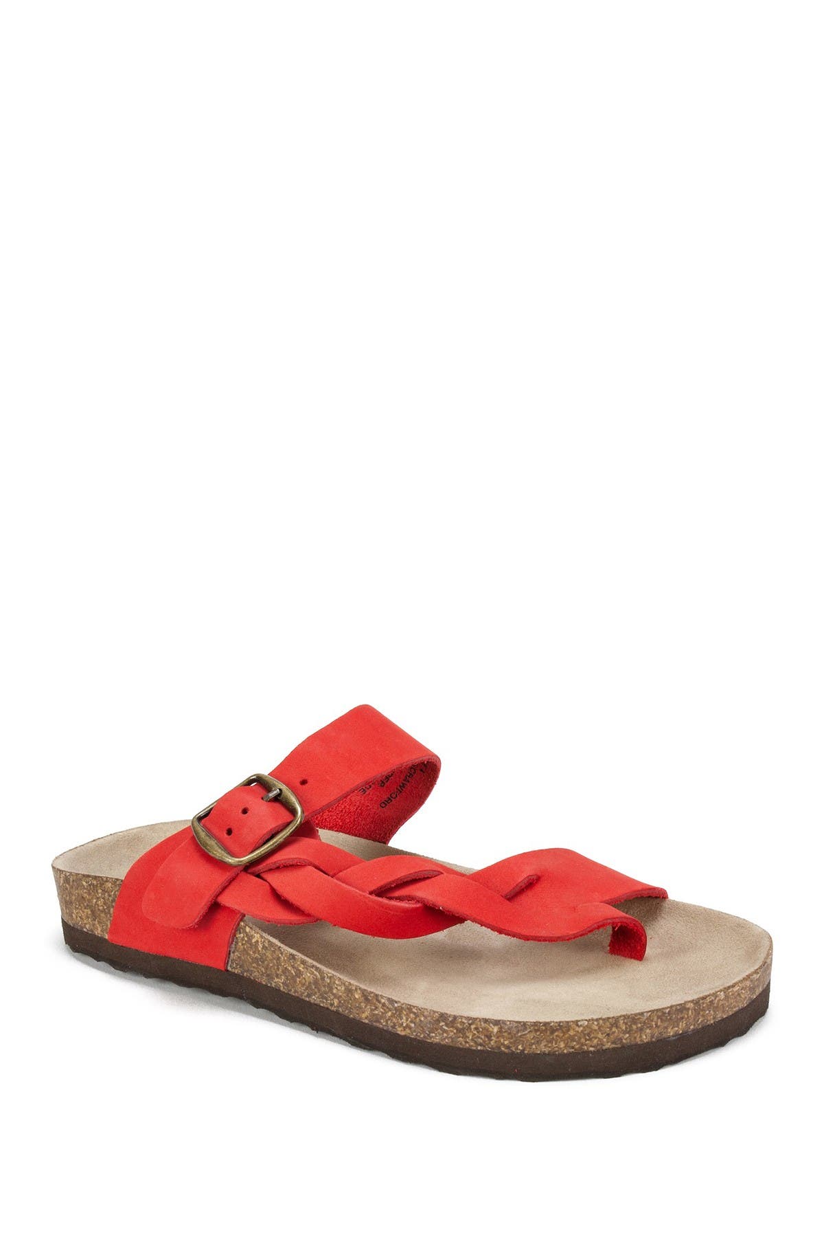 White Mountain Footwear Crawford Braided Footbed Sandal In Red/nubuck