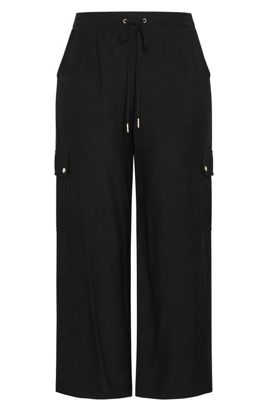 Shop City Chic Kasbah Wide Leg Cargo Pants In Black