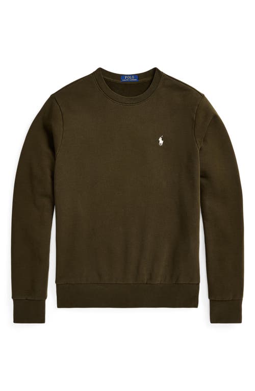 Shop Polo Ralph Lauren Embroidered Logo Cotton French Terry Sweatshirt In Dark Loden