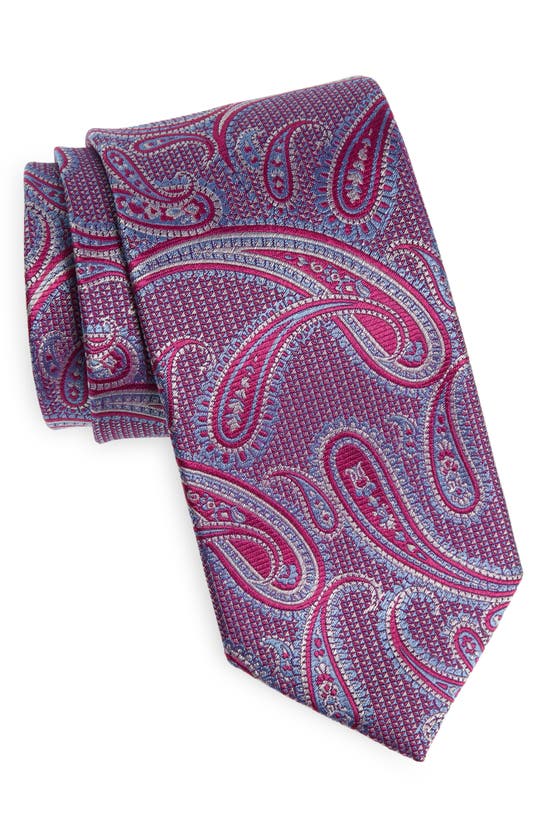 David Donahue Paisley Silk Tie In Pink
