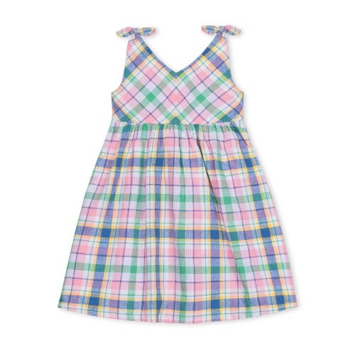 Shop Hope & Henry Girls' Organic Eyelet Bow Shoulder Dress, Toddler In Flower Show Plaid