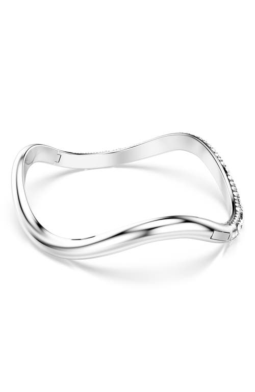 Swarovski Sublima Crystal Wavy Bangle Bracelet In Silver/white