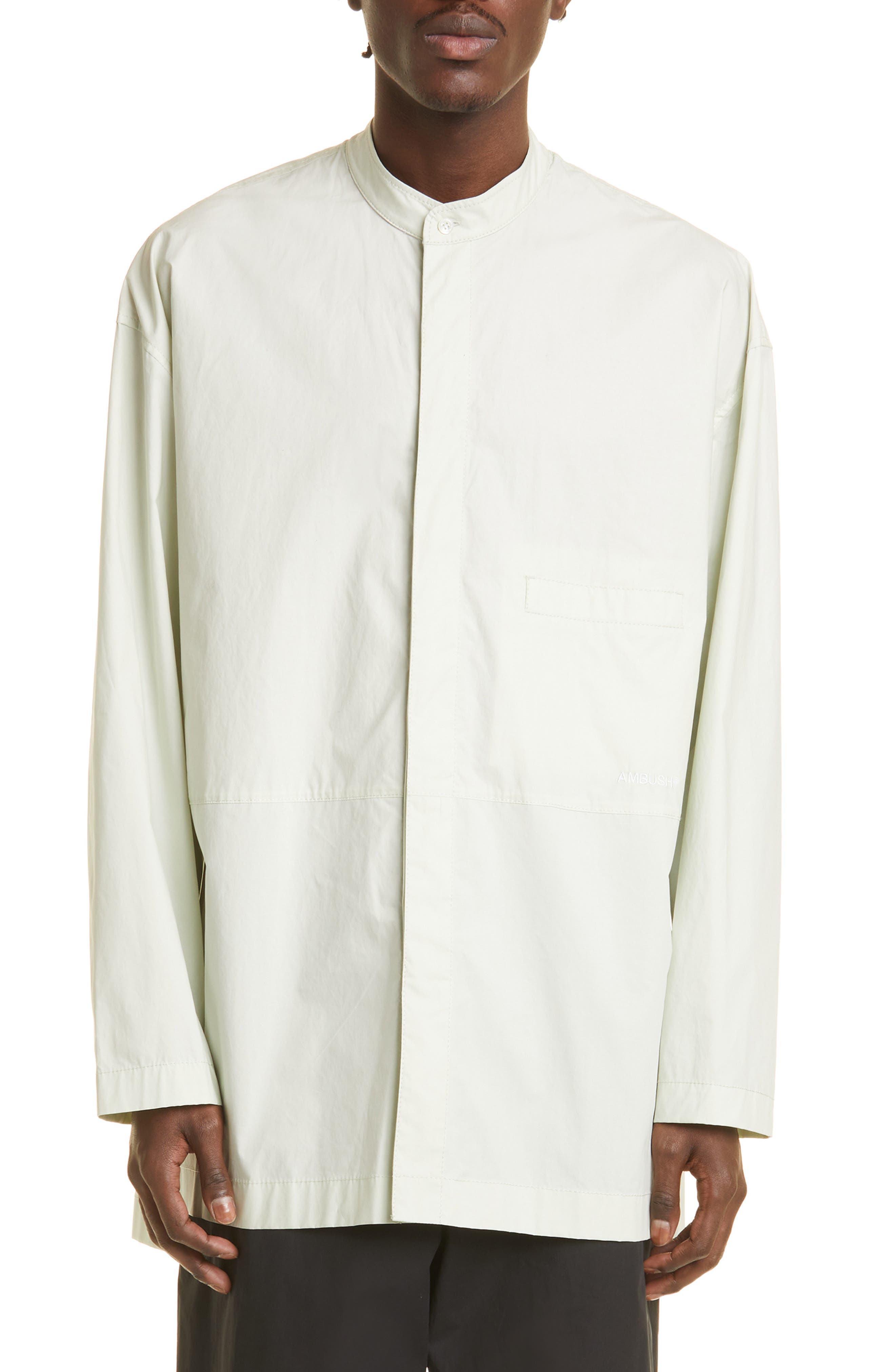 Longline Band Collar Button-Up 