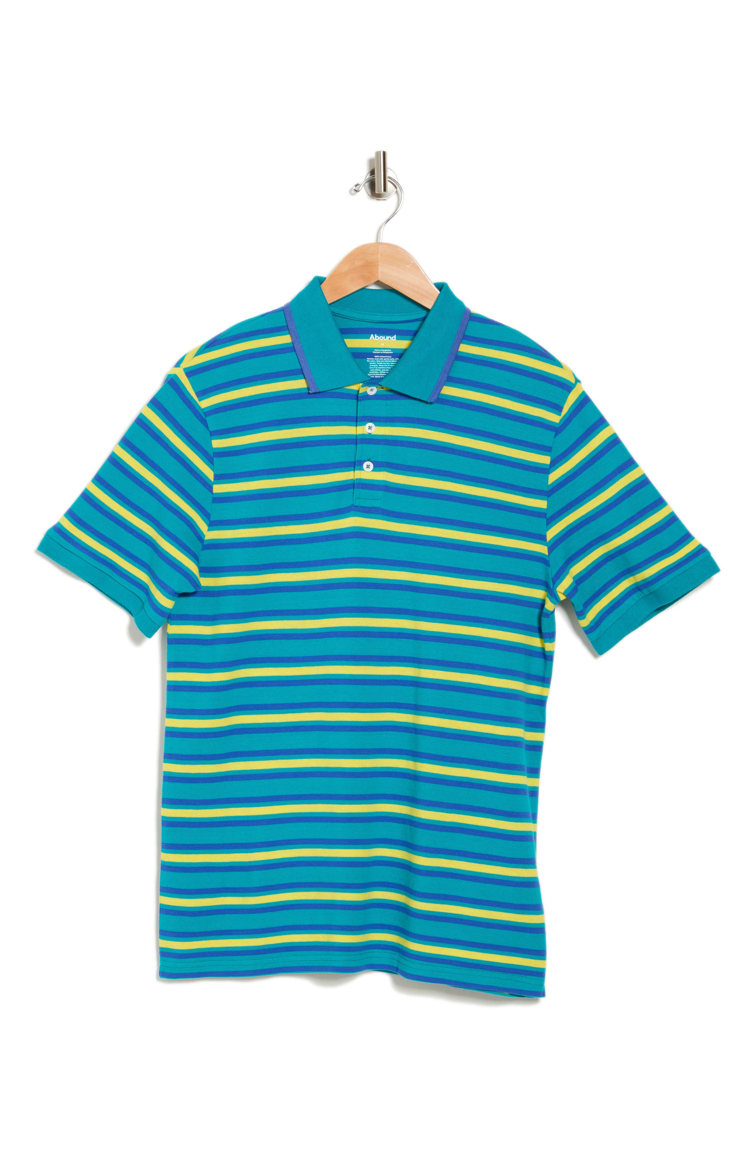 Abound Short Sleeve Polo Shirt In Teal Compass Stripe