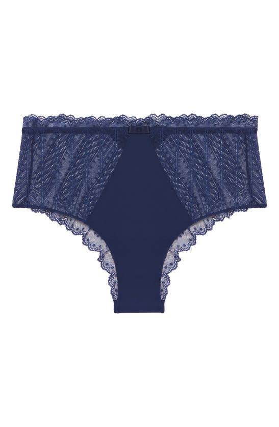 Simone Perele Canopee High-rise Lace & Crepe Retro Briefs In Midnight