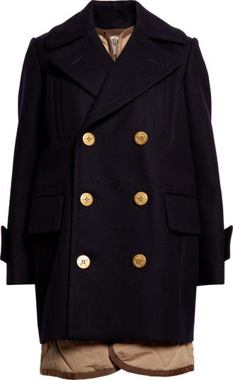 Double Breasted Wool Melton Coat