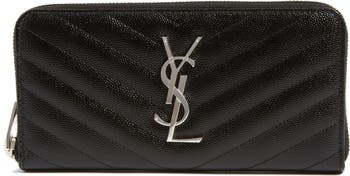 'Monogram' Zip Around Quilted Calfskin Leather Wallet