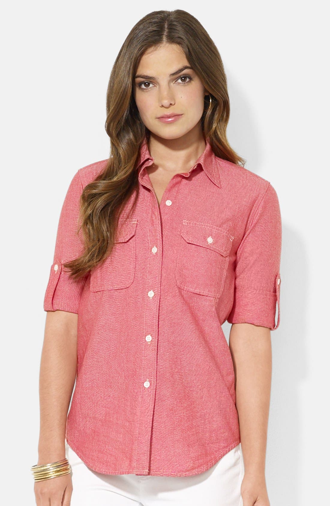 Lauren Ralph Lauren Roll Sleeve Chambray Shirt Nordstrom
