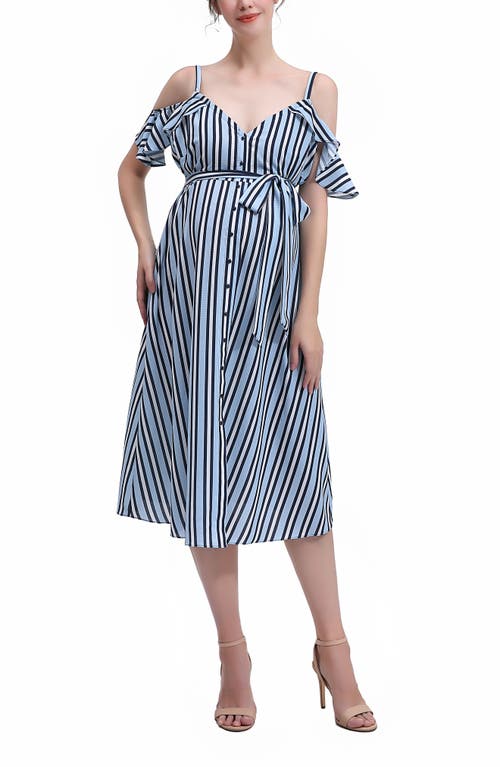 Kimi and Kai Hayley Cold Shoulder Maternity/Nursing Sundress Blue at Nordstrom,