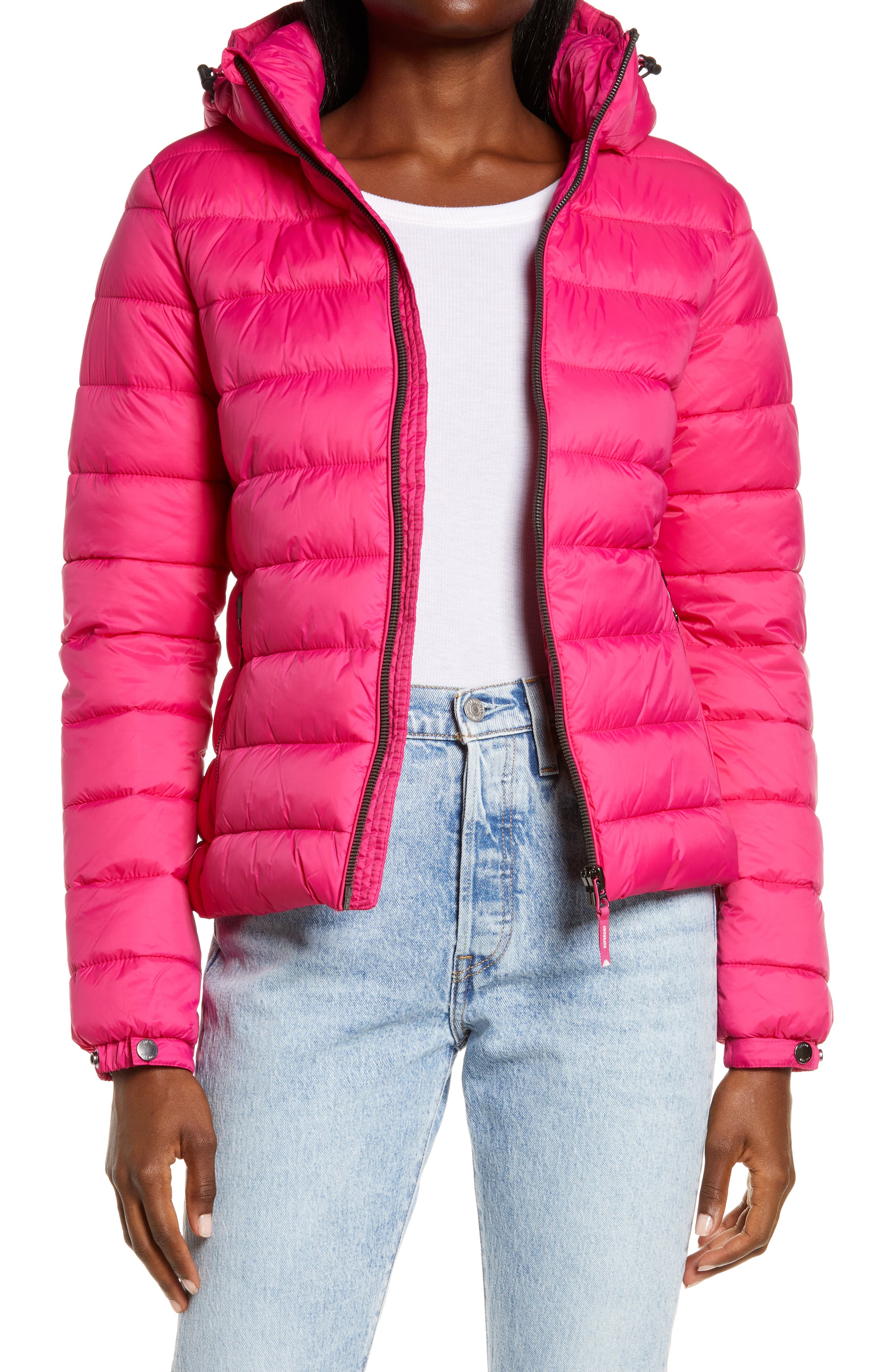 hot pink puffer jacket women's