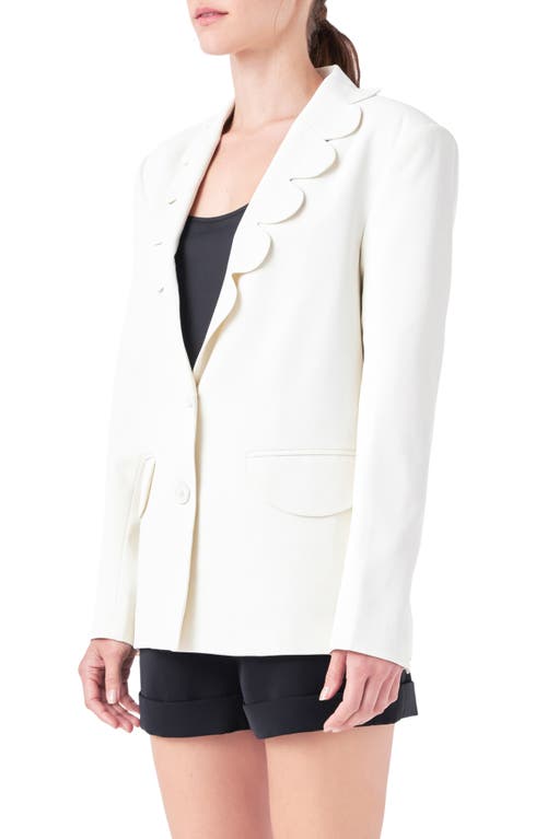 Shop English Factory Scallop Collar Blazer In Cream