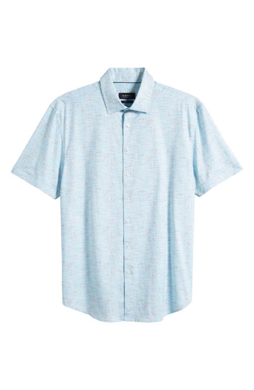 Bugatchi OoohCotton® Short Sleeve Button-Up Shirt in Aqua