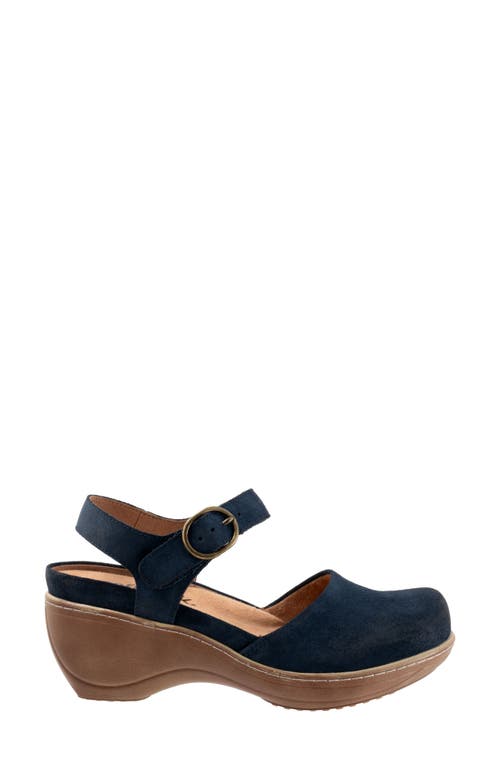 Softwalk ® Mabelle Ankle Strap Platform Clog In Navy Suede