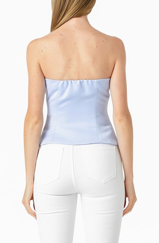 Shop Endless Rose Strapless Button-up Top In Powder Blue