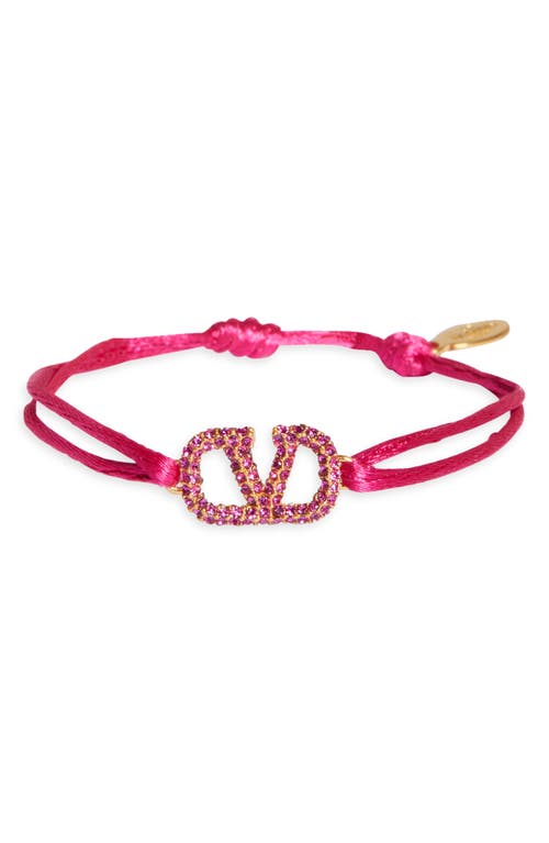 Shop Valentino Garavani Vlogo Signature Crystal Cord Bracelet In Uwc Pink Pp/fuxia