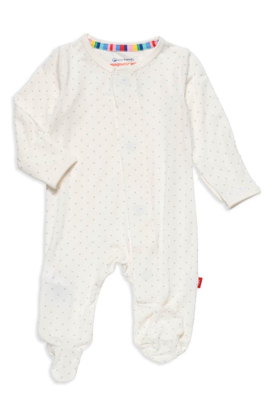 Magnetic Me Babies' Dot Print Footie In White