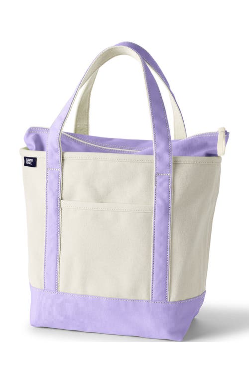 Lands' End Zip Top Canvas Tote Bag In Natural/lavender Cloud