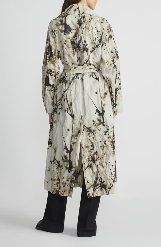 Shop Lafayette 148 Floral Print Belted Trench Coat In Plaster Multi