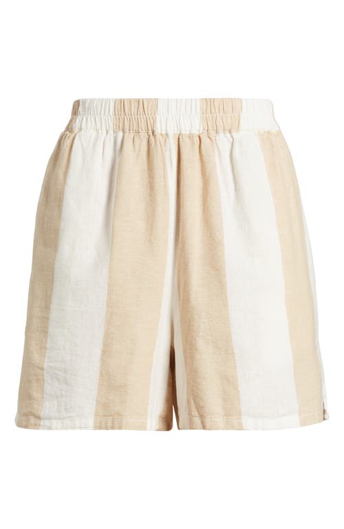 Shop Beachlunchlounge Kelis Stripe Linen & Cotton Shorts In Sahara Sand