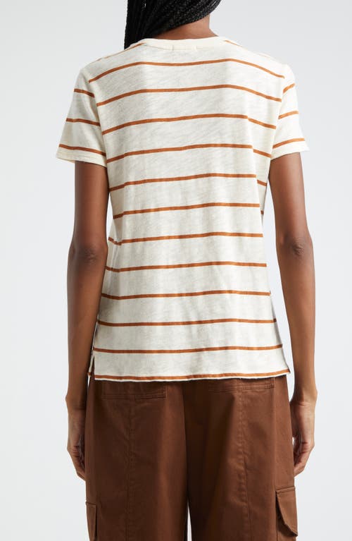 Atm Anthony Thomas Melillo Slub Jersey Stripe Schoolboy Short Sleeve Crew Neck Tee In Irish Cream-cornelian Stone