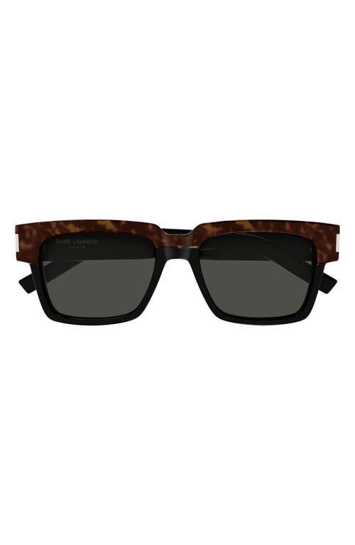 Shop Saint Laurent Vadim 54mm Rectangular Sunglasses In Havana