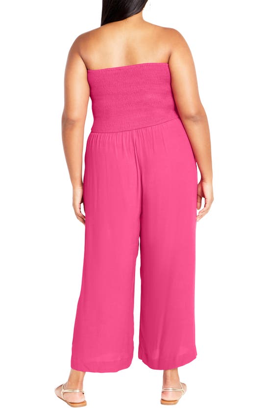 Shop City Chic Jez Tie Front Strapless Jumpsuit In Flamingo