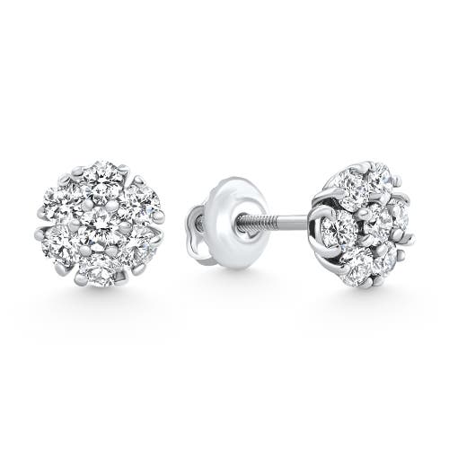Bliss Diamond 1ct Diamond Cluster Pave Studs Screwback Earrings 14k Gold Lab Grown In White Gold