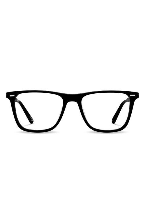 Atwater 51mm Rectangular Blue Light Blocking Glasses in Black Clear