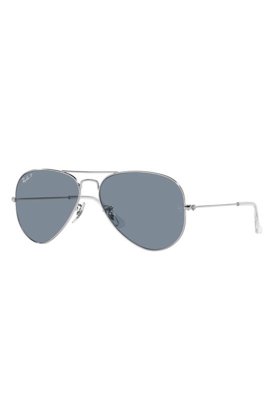 Shop Ray Ban Ray-ban Aviator 55mm Sunglasses In Silver