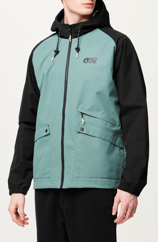 Shop Picture Organic Clothing Surface Waterproof Hooded Jacket In Sea Pine
