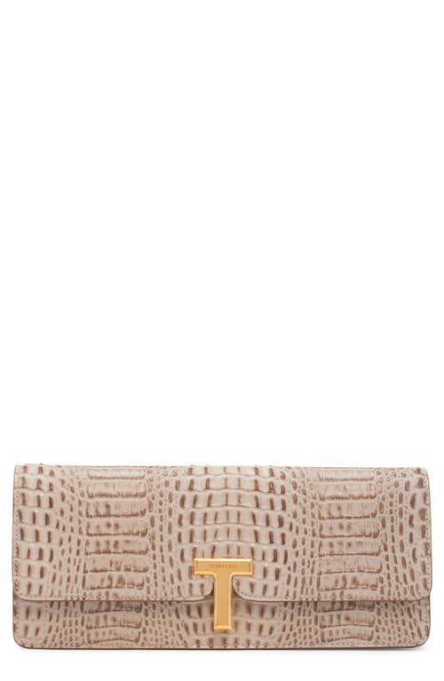 Shop Tom Ford Wallis Croc Embossed Clutch In 1g024 Pearl Grey