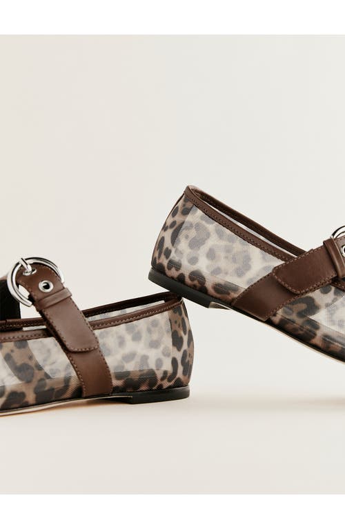 Shop Reformation Bethany Mary Jane Ballet Flat In Leopard Mesh