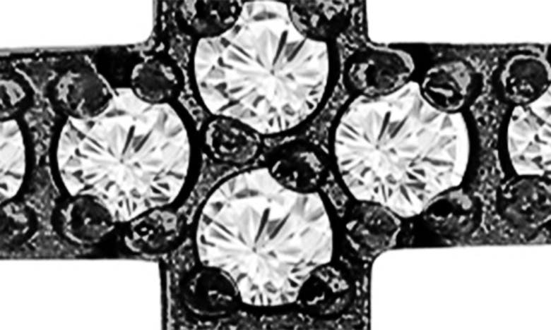 Blackjack Cz Cross Huggie Hoop Earrings In Black
