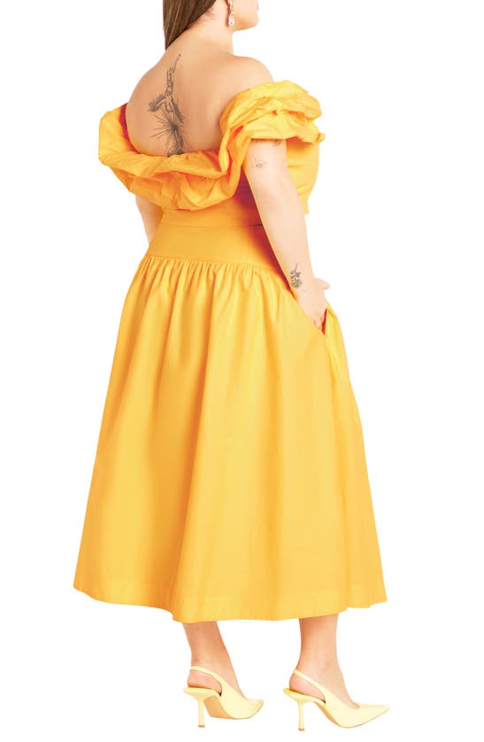 Shop City Chic Kaia Off The Shoulder Crop Top & Maxi Skirt In Dandelion