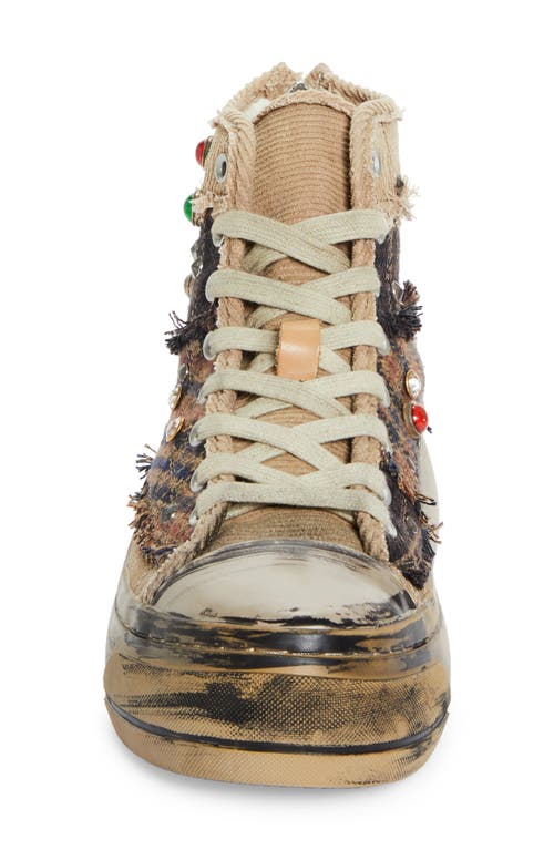 Shop R13 Platform High Top Sneaker In Plaid Patchwork With Studs