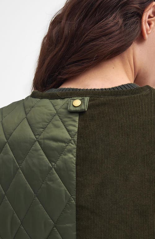 Shop Barbour Healy Mixed Media Quilted Vest In Olive/ancient